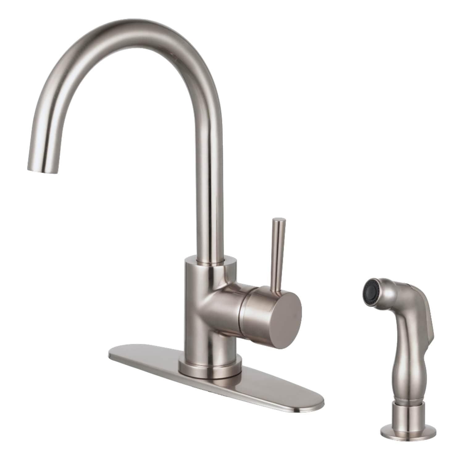 Kingston Brass Concord Single-Handle Kitchen Faucet with Side Sprayer Brushed Nickel Brushed