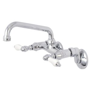 Kingston Brass Two-Handle Wall Mount Kitchen Faucet Antique Brass Antique