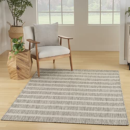 Nourison Positano Indoor/Outdoor Grey Ivory 4' x 6' Area -Rug, Easy -Cleaning, Non Shedding, Bed Room, Living Room, Dining Room, Deck, Backyard, Patio (4x6)