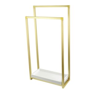 kingston brass edenscape freestanding 2-tier towel rack brushed brass brushed