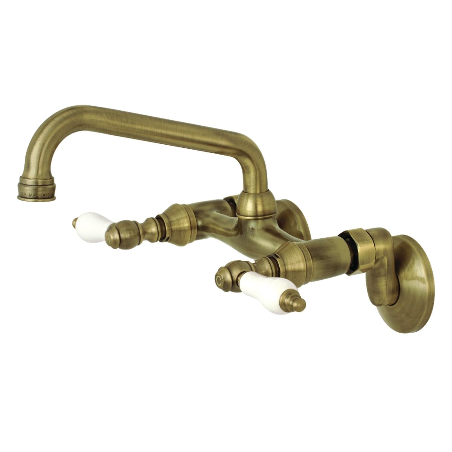 Kingston Brass Two-Handle Wall Mount Kitchen Faucet Antique Brass Antique