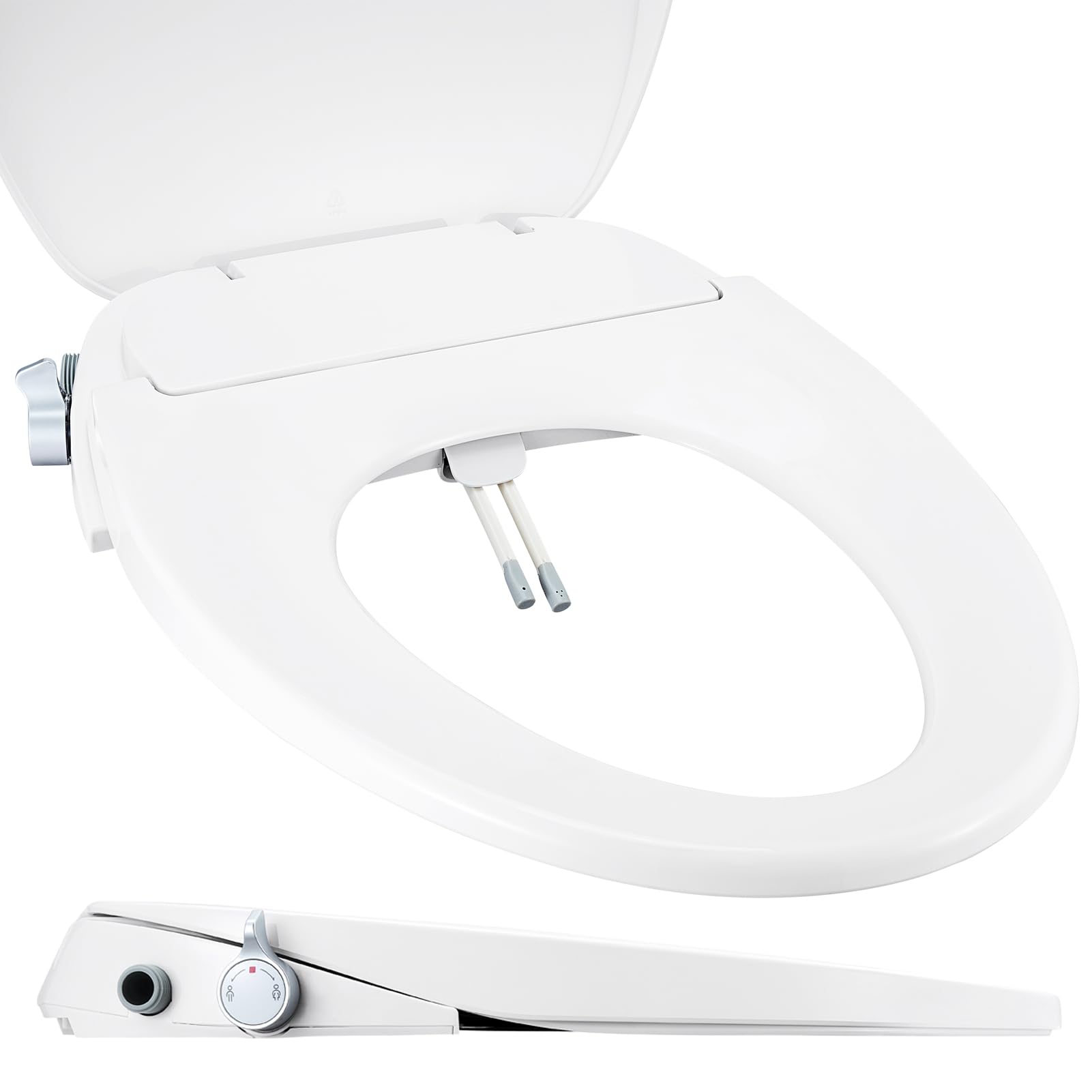 Non-Electric Elongated Bidet Toilet Seat with Slow-Close Technology