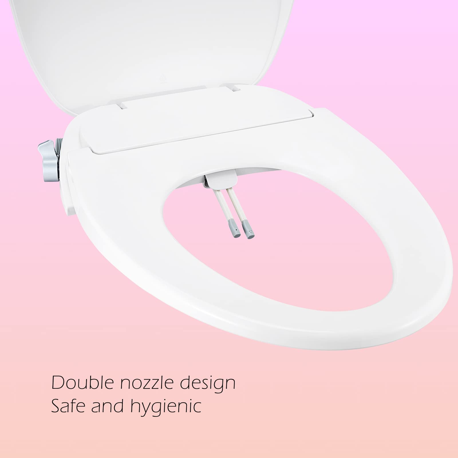 Non-Electric Elongated Bidet Toilet Seat with Slow-Close Technology