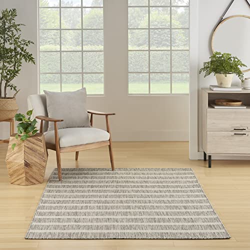 Nourison Positano Indoor/Outdoor Grey Ivory 4' x 6' Area -Rug, Easy -Cleaning, Non Shedding, Bed Room, Living Room, Dining Room, Deck, Backyard, Patio (4x6)