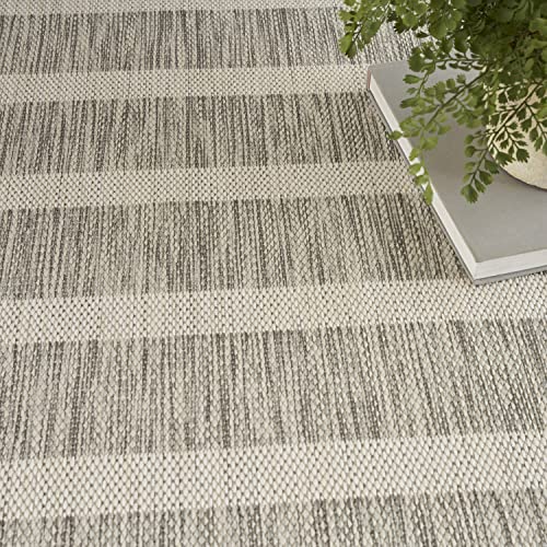 Nourison Positano Indoor/Outdoor Grey Ivory 4' x 6' Area -Rug, Easy -Cleaning, Non Shedding, Bed Room, Living Room, Dining Room, Deck, Backyard, Patio (4x6)