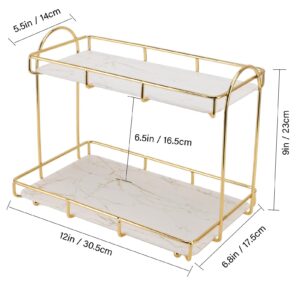 2 Tier Cosmetic Storage Shelf Cosmetic Tray Vanity Organizer Large Capacity Bathroom Counter Shelves Bathroom Counter Organizer for Bathroom Kitchen Washroom