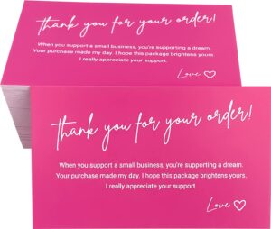 rxbc2011 thank you for the support card appreciation notes thanks card package insert for online business pack of 100 letter print hot pink