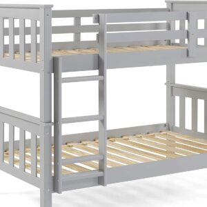 Bunk Bed Solid Wood Sturdy Twin Over Twin with Ladder and Safety Rail Grey - Kids' Twin Loft Bunk Bed with Headboard - by from The Tree Furniture