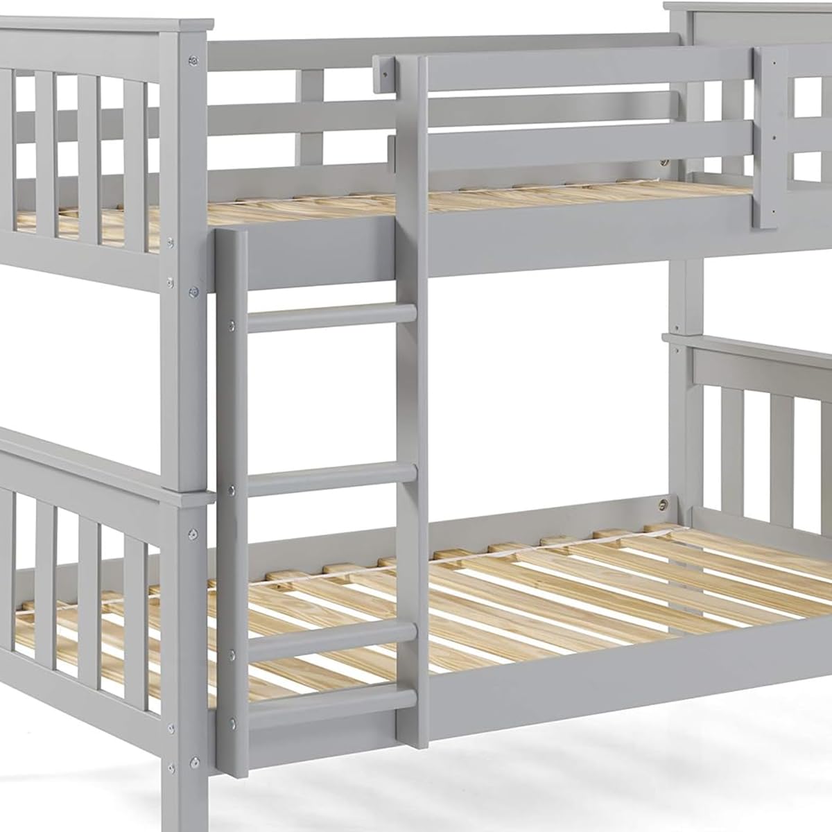 Bunk Bed Solid Wood Sturdy Twin Over Twin with Ladder and Safety Rail Grey - Kids' Twin Loft Bunk Bed with Headboard - by from The Tree Furniture