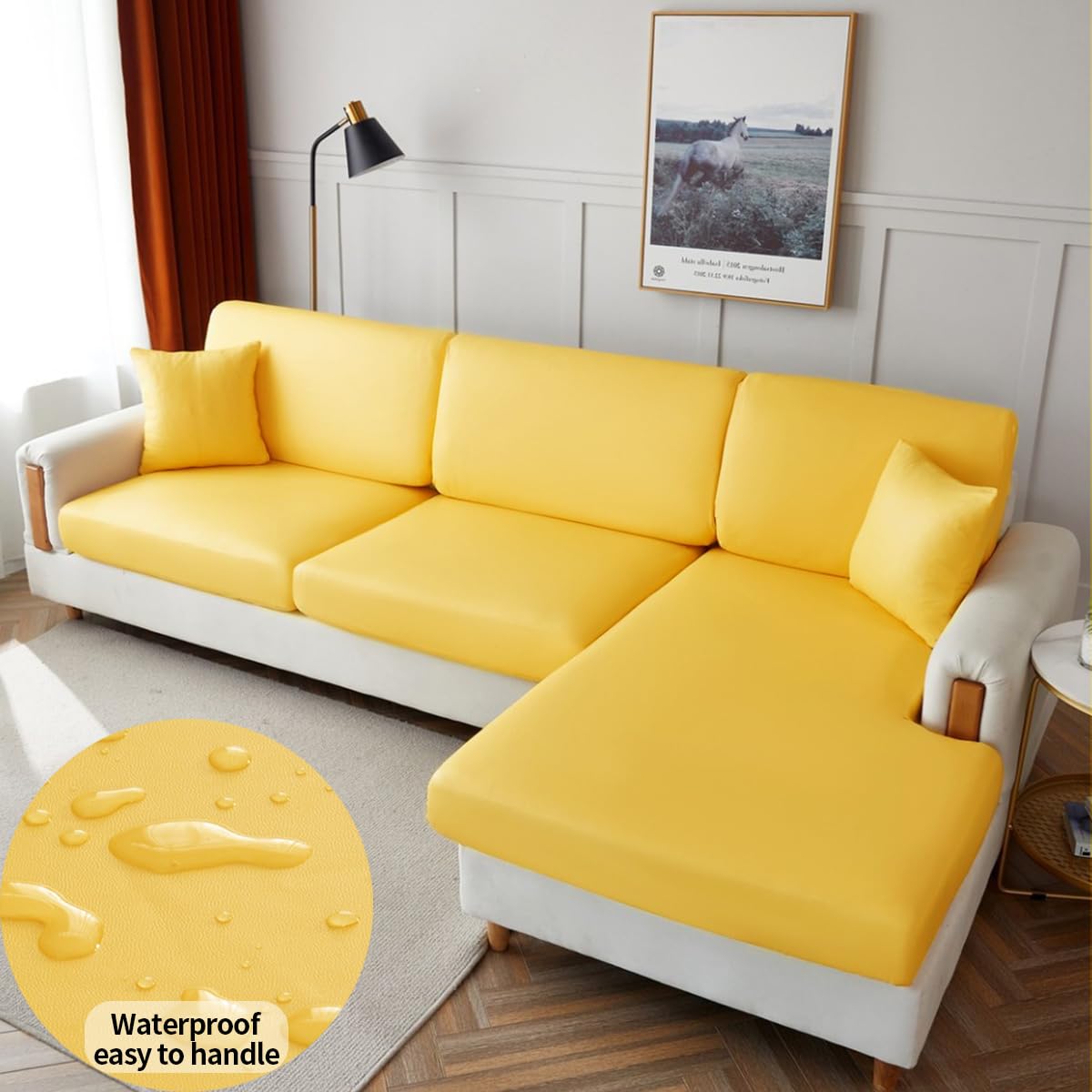 Large Soft Faux Leather Interior Decoration Leather Fabric,1Yard 36x56.7inch,Synthetic Leather 0.8mm Napa Interior Leather,for sewings Clothings,Sofas,Bags,Chairs,car seast,Crafts .(Yellow)