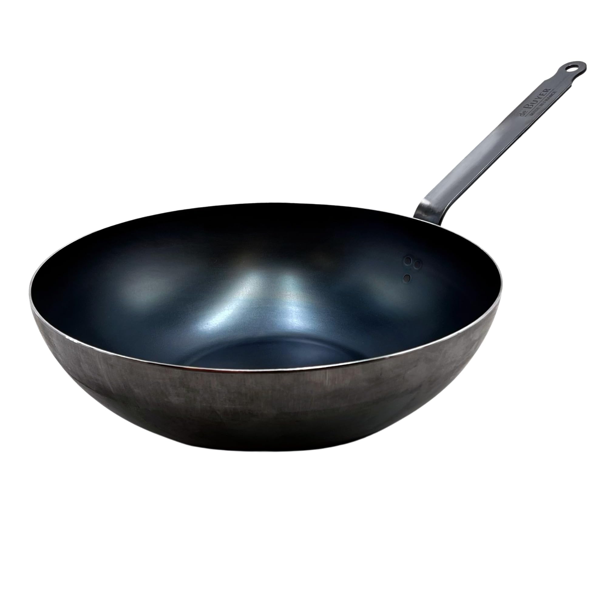 De Buyer - Blue Carbon Steel Wok Pan 2mm Thick - ACCESS - 12.5” Diameter, 9” Cooking Surface - Oven Safe - Naturally Nonstick - Made in France