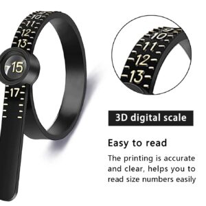 Ring Sizer Measuring Tool JRONGHE Reusable Finger Size Measuring Tape with Magnified Glass, Jewelry Sizing Tool 1-17 USA Rings Size