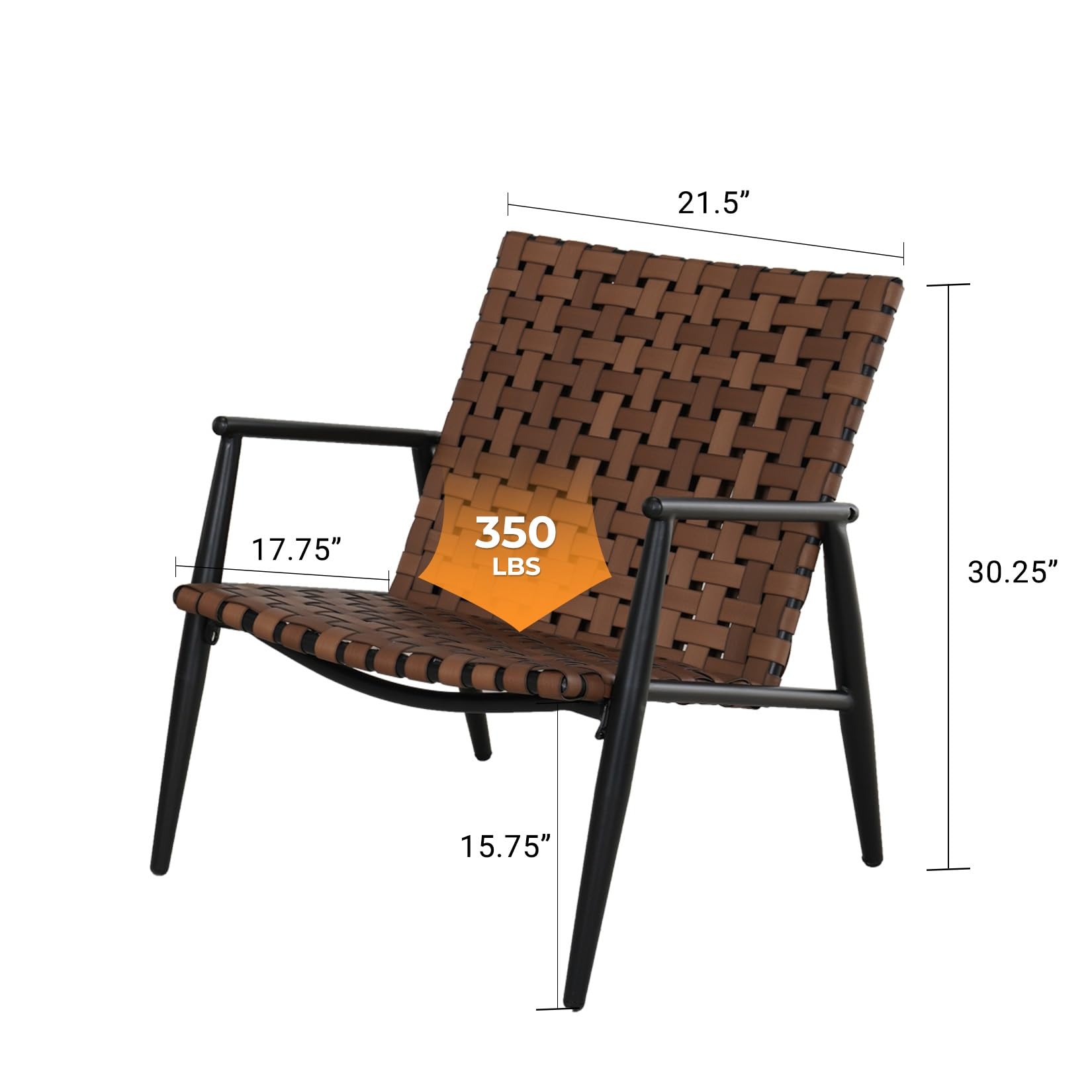 Grand patio Chairs Set of 2 Leather- Look Wicker Outdoor Chairs with Powder Coated Aluminum Frame Outdoor Bistro Set for Garden Backyard Balcony Brown