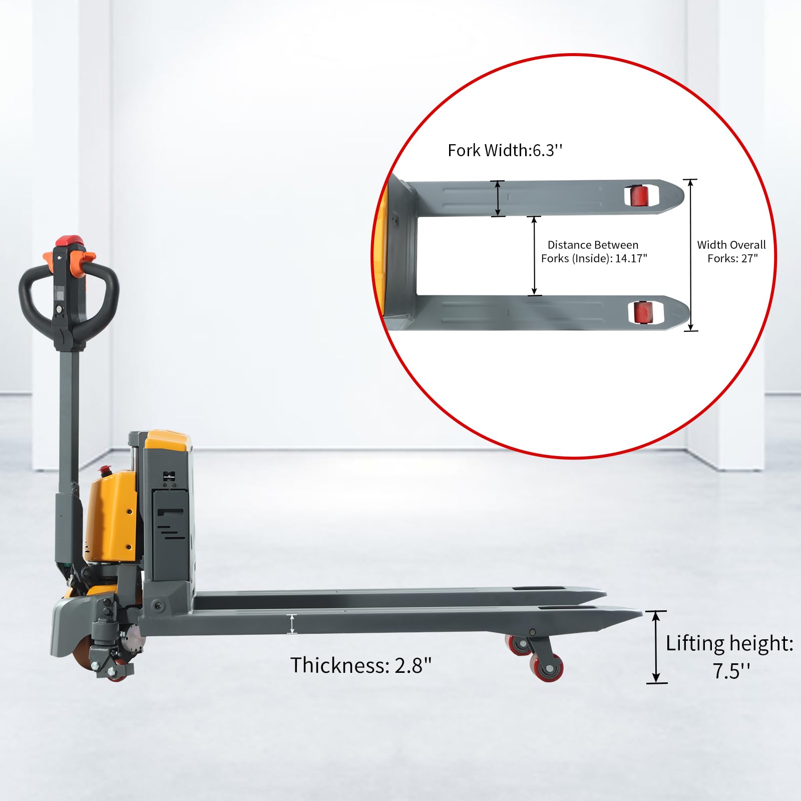 APOLLOLIFT Full Electric Pallet Jack 3300Lbs Capacity 48" x27" Fork Size Walkie Powered Pallet Jack Lithium Battery Pallet Truck, 2 Unit