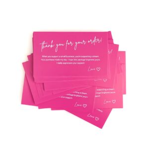 RXBC2011 Thank you for the support card Appreciation Notes Thanks card Package Insert for online business pack of 100 Letter print Hot pink