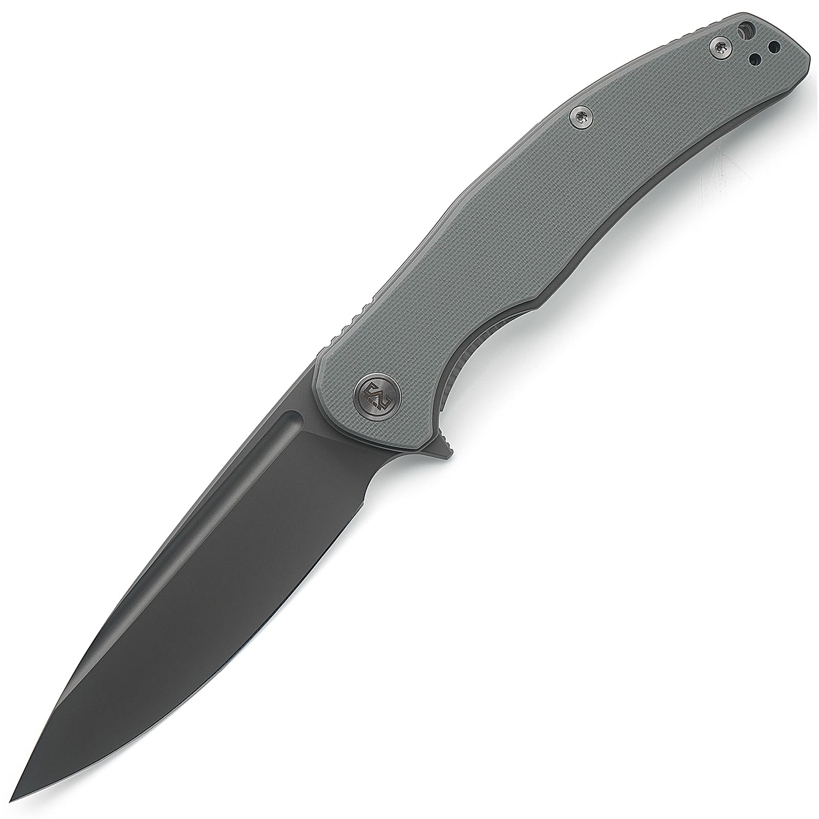 Miguron Knives M Velona Flipper Folding Knife 4.03" Dark Grey PVD 14c28n Blade Grey G10 Handle With Titanium Pocket Clip Camping Hiking Pocket Knife MGR-8003DGII