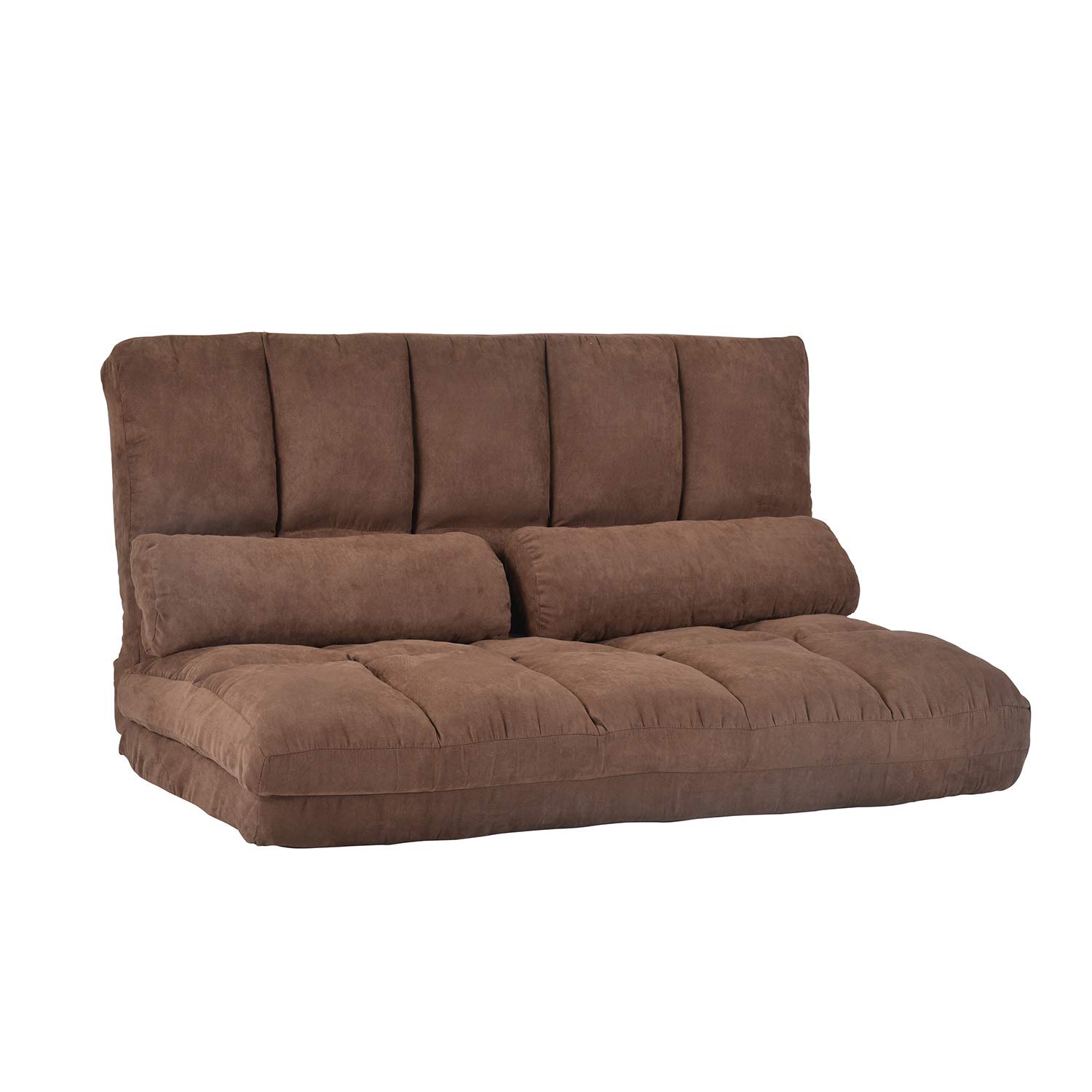 Merax Floor Sofa, Foldable Lazy Sofa Sleeper Bed with 2 Pillows, Adjustable Lounge Sofa Gaming Sofa Floor Couches 5-Position for Bedroom, Living Room, and Balcony, Brown