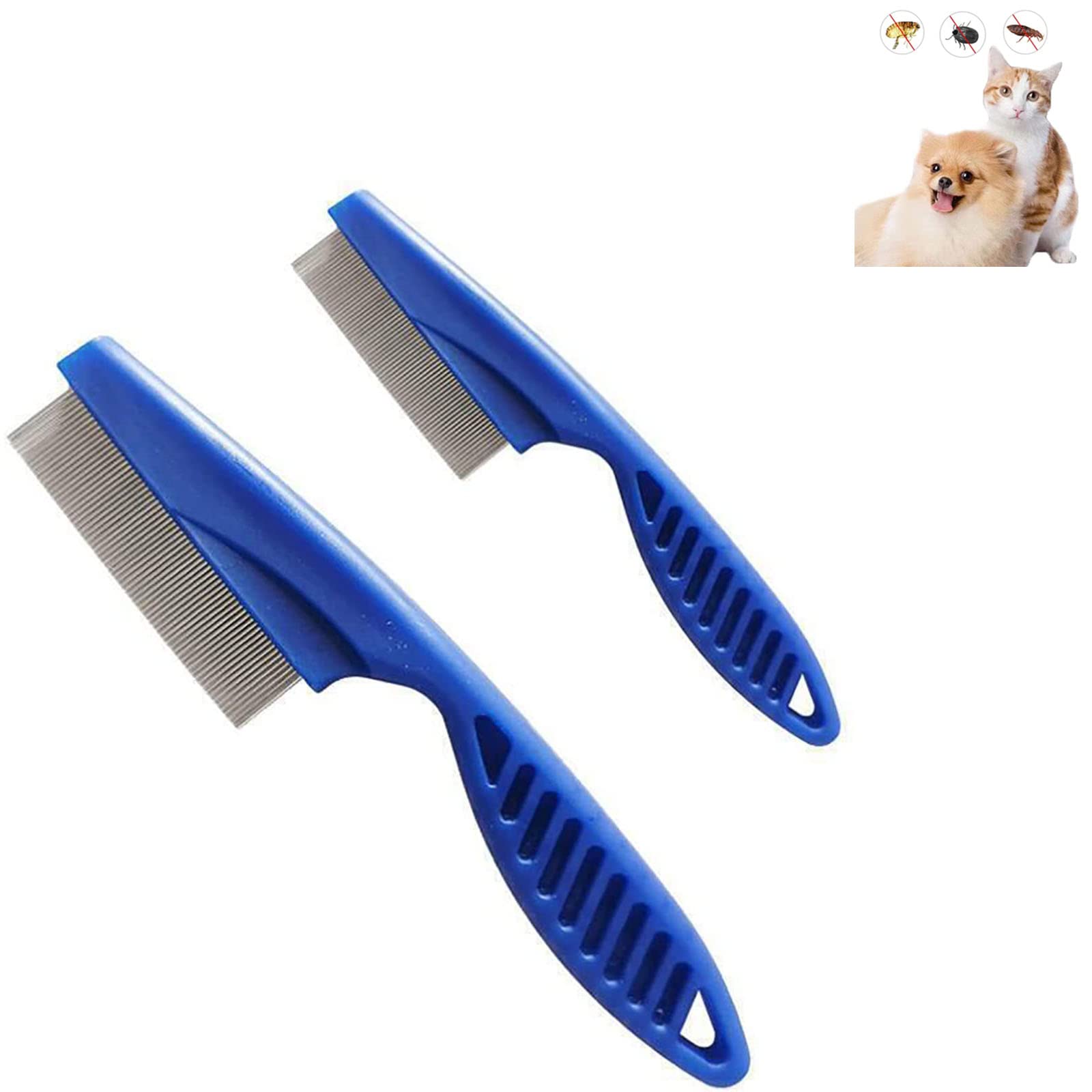 Zentric Pet Comb, Zentric Magic Pet Comb, Multifunctional Pet Hair Comb Flea And Tear Stain Removal, Flea Comb For Dogs And Cats, Tear Stain Comb For Small Dogs (1 Pair, Blue)