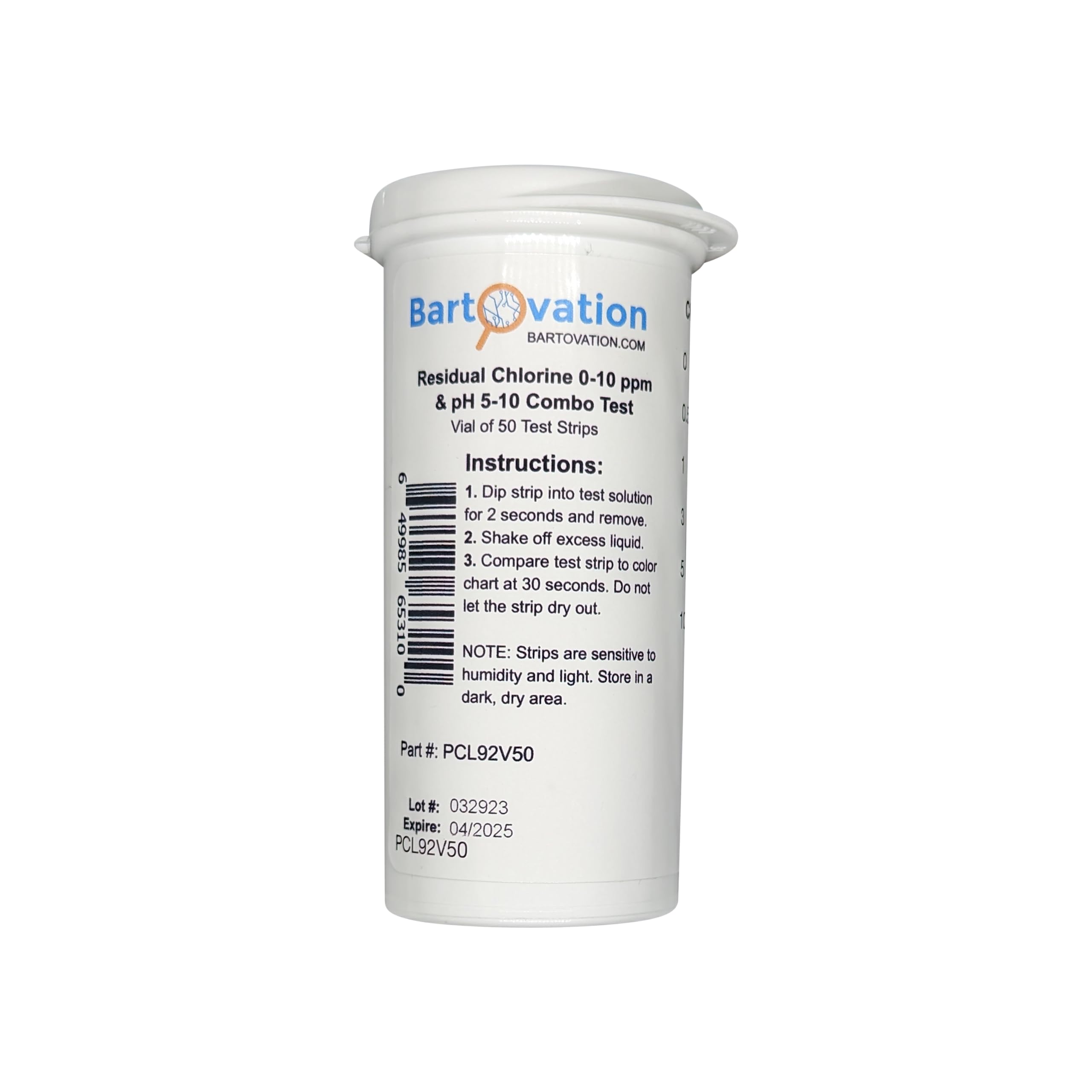 Residual Chlorine 0-10 ppm & pH 5-10 Combo Multi Pad Test [Vial of 50 Strips]