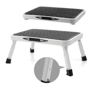 step stool,folding step stools for adults,kids,and seniors,adjustable step ladder with anti-slip platform and rubber feet,350 ibs capacity,sturdy and stable,for bedroom,kitchen,suv,rv and more use