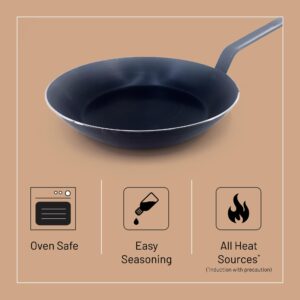 de Buyer - Blue Carbon Steel Fry Pan 2mm Thick - ACCESS - 8” Diameter, 5.5” Cooking Surface - Oven Safe - Naturally Nonstick - Non-Toxic Coating - Made in France