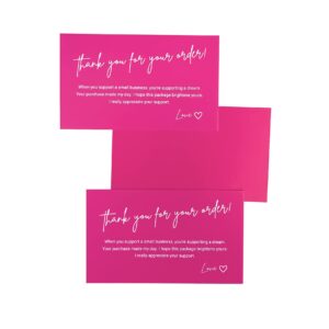 RXBC2011 Thank you for the support card Appreciation Notes Thanks card Package Insert for online business pack of 100 Letter print Hot pink