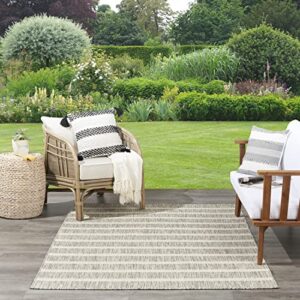 Nourison Positano Indoor/Outdoor Grey Ivory 4' x 6' Area -Rug, Easy -Cleaning, Non Shedding, Bed Room, Living Room, Dining Room, Deck, Backyard, Patio (4x6)