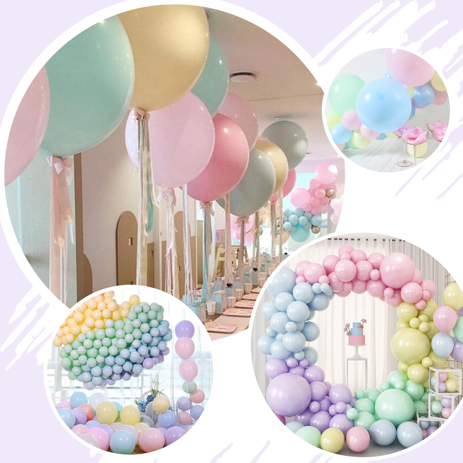 Pastel Balloon 110pcs Garland Kit Macaron Rainbow Balloons Different Sizes 5 10 12 18 Inch Balloon Arch for Graduation Birthday Party, Wedding, Baby Shower, Party Supplies…