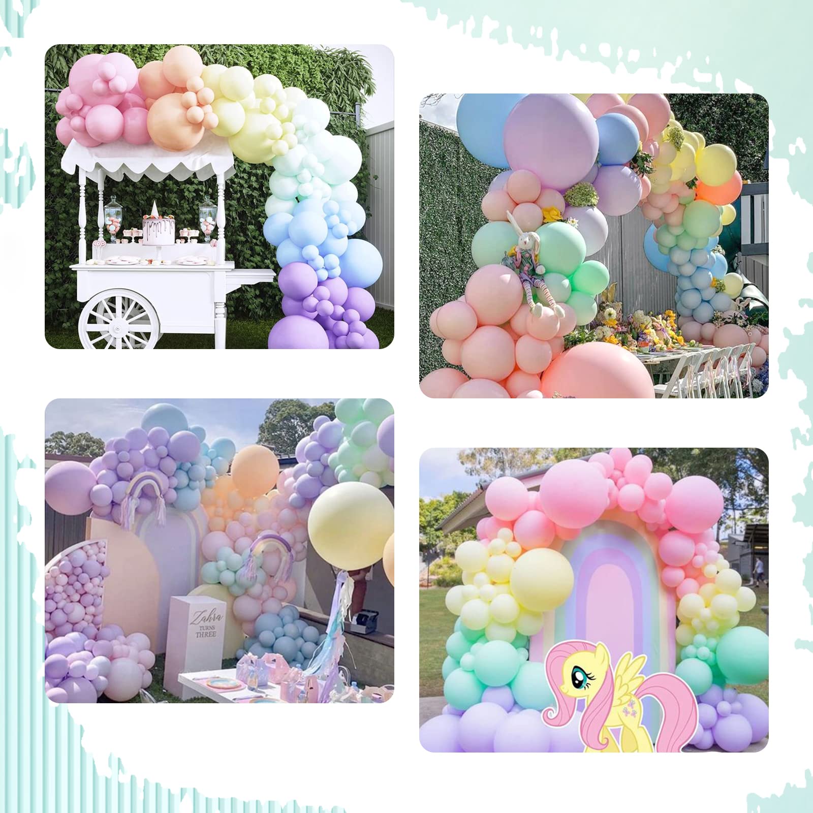 Pastel Balloon 110pcs Garland Kit Macaron Rainbow Balloons Different Sizes 5 10 12 18 Inch Balloon Arch for Graduation Birthday Party, Wedding, Baby Shower, Party Supplies…