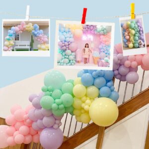 Pastel Balloon 110pcs Garland Kit Macaron Rainbow Balloons Different Sizes 5 10 12 18 Inch Balloon Arch for Graduation Birthday Party, Wedding, Baby Shower, Party Supplies…