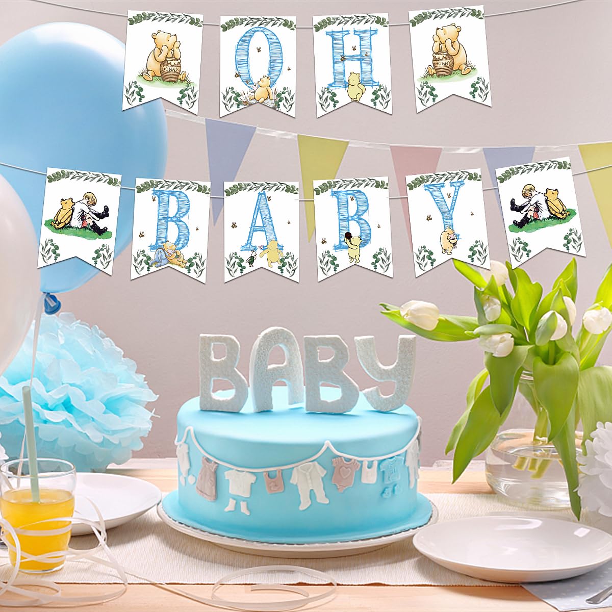 Winnie Oh Baby Banner for The Pooh Baby Shower Decorations Classic Winnie 1 St Birthday Party Supplies Cute Winnie Banner For Winnie Bee Theme Party Banners and Signs