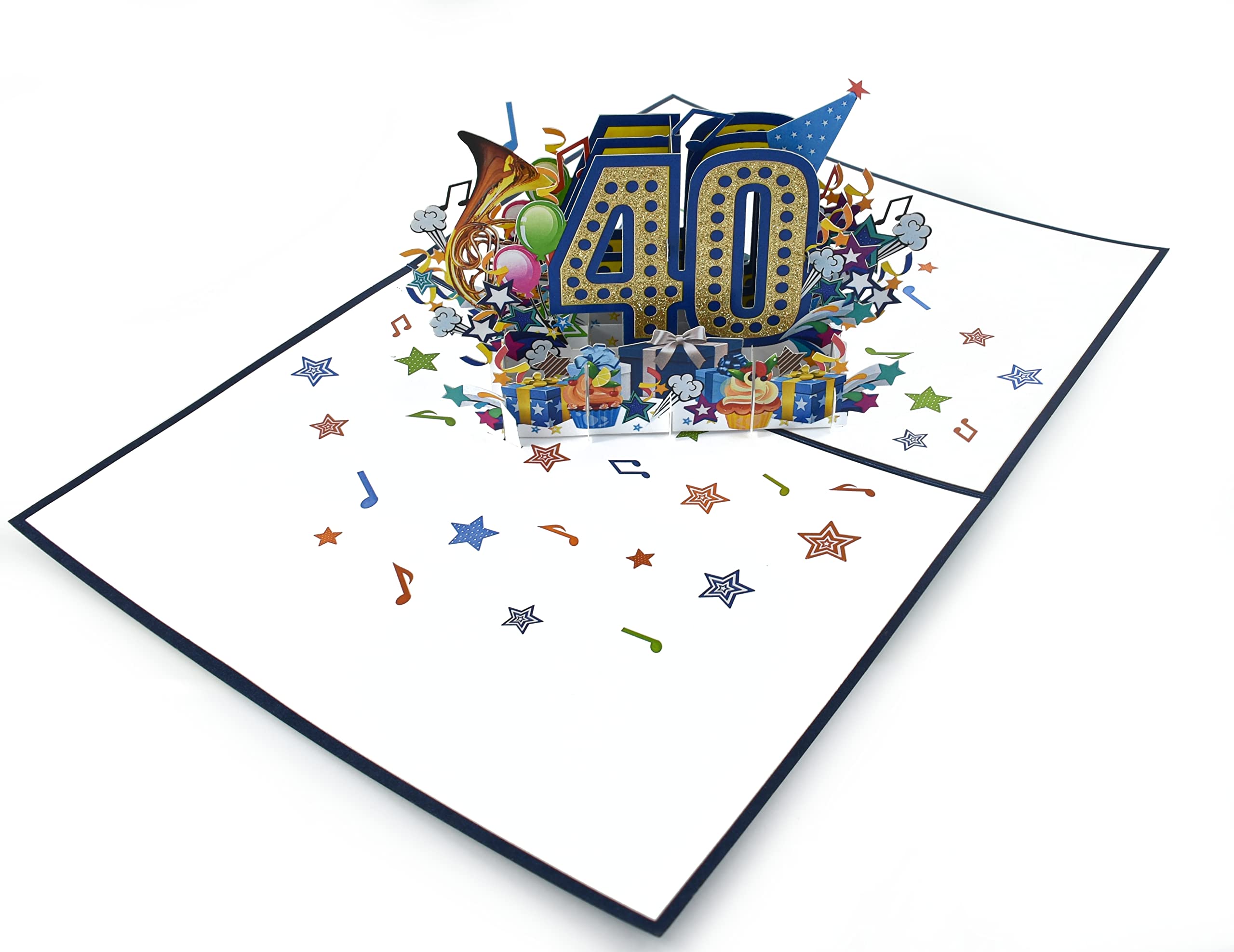 Teabug Cards Happy Birthday Pop Up 3D Greeting Card with Numbers (40th Blue)