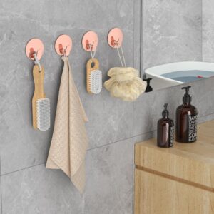 EAGMAK Towel Hooks for Bathroom, 4 Pack Adhesive Hooks, SUS305 Stainless Steel Shower Hooks, Round Wall Hook Holder for Hanging Robe, Loofah, Coat, Clothes, Hat, Key in Washroom Kitchen Hotel