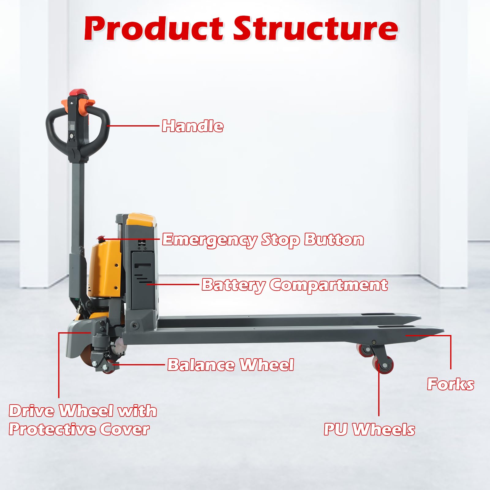 APOLLOLIFT Full Electric Pallet Jack 3300Lbs Capacity 48" x27" Fork Size Walkie Powered Pallet Jack Lithium Battery Pallet Truck, 2 Unit