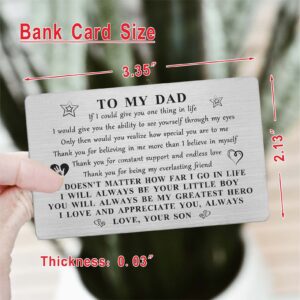 Yobent Dad Gifts from Son, Unique Daddy Birthday Card from Son, Long Distance Father Gift Ideas, I Love You Hero Dad Christmas Wallet Card for Man, Dad Who Has Everything Bday Present