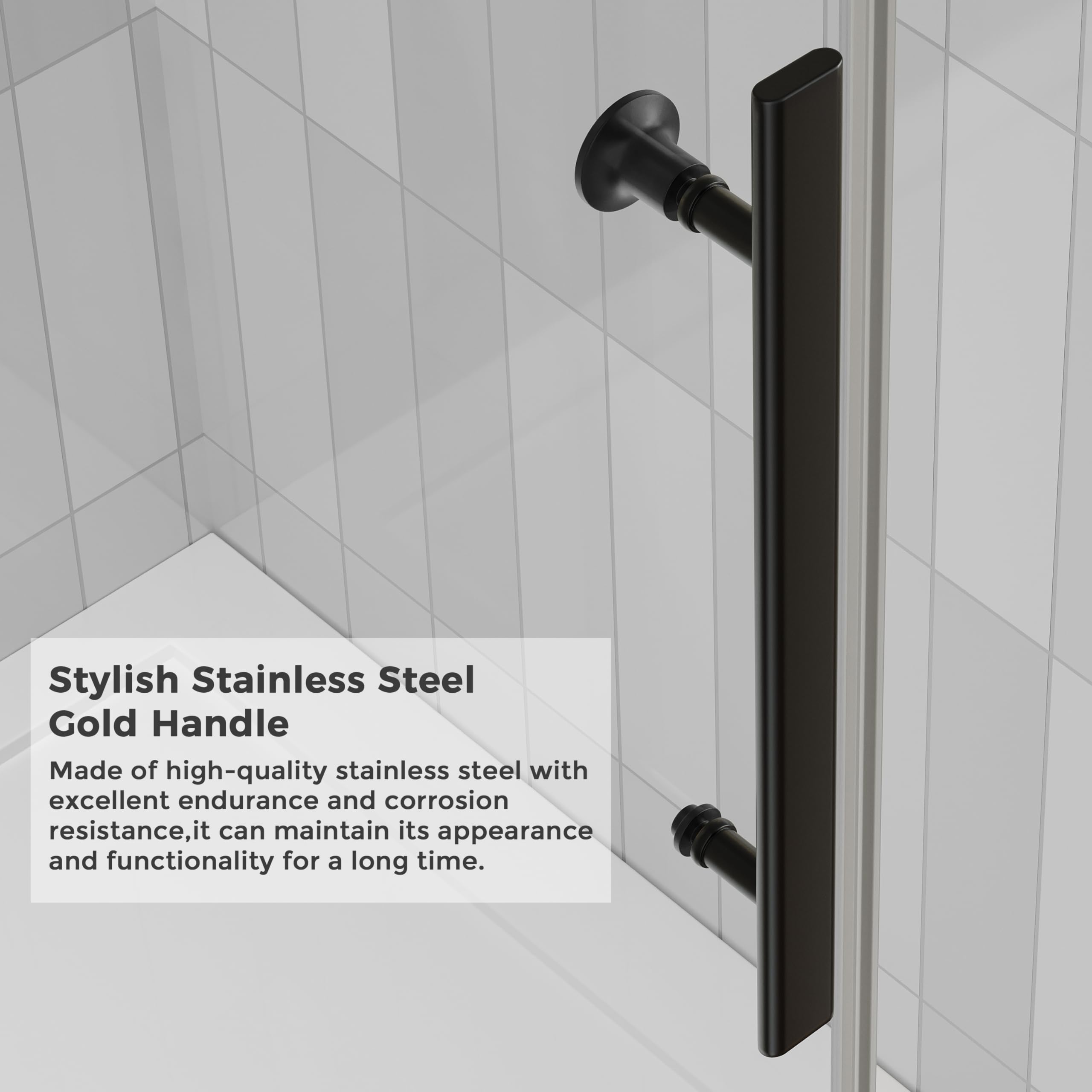 DELAVIN 60.in W x 72.in Semi-Frameles Black Shower Door with Clear Tempered Glass and Easy Roller System, Sliding Shower Door with Water Seal Strips, Glass Shower Door with Explosion-Proof Film