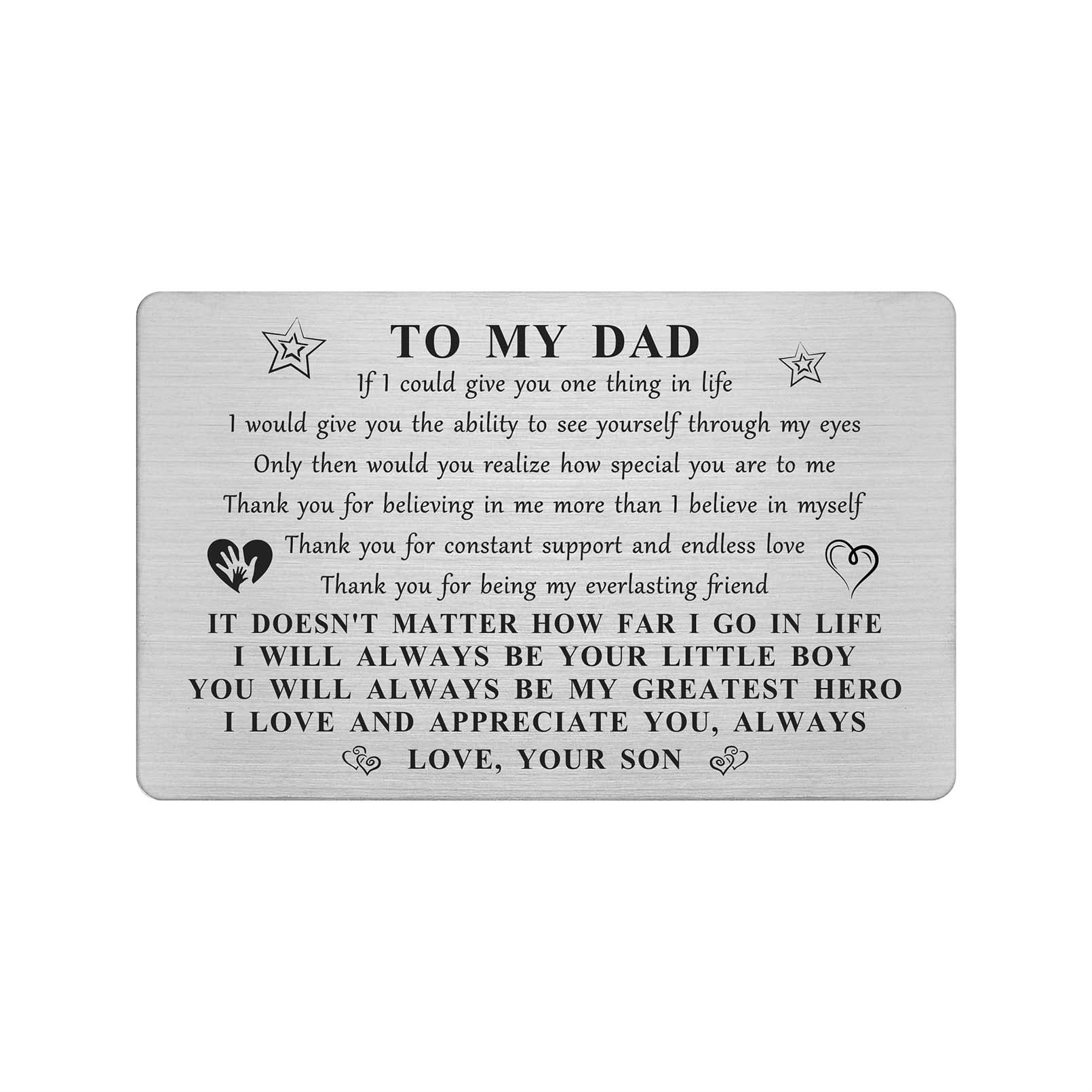 Yobent Dad Gifts from Son, Unique Daddy Birthday Card from Son, Long Distance Father Gift Ideas, I Love You Hero Dad Christmas Wallet Card for Man, Dad Who Has Everything Bday Present