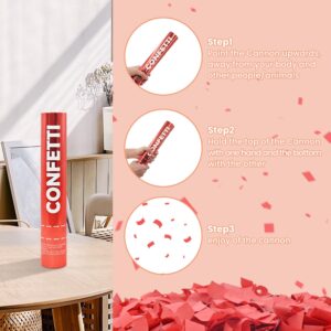 Confetti Cannon Red Biodegradable Confetti Poppers 12Pack Party Poppers Confetti Shooters Red Confetti Sticks for Wedding Graduation Engagement Anniversary Bridal Shower Valentines Day Birthday