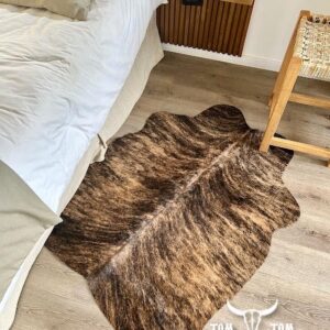 Cowhides Rug Small Cowhide Leather - 4ft x 3,5 ft (DARK BRINDLE)