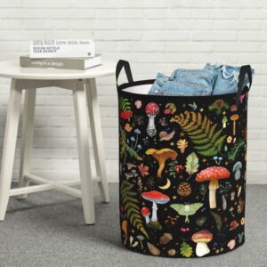 Mushroom Laundry Basket, Mushroom Decor Laundry Bag with Handles-Collapsible Storage Bin Mushroom Decor for Bedroom, Nursery Hamper, Toy Storage, 13.4X16.5IN