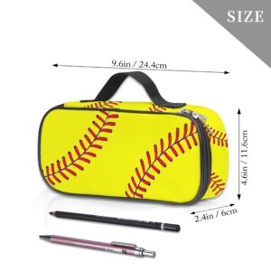 YAGEDOVIU Softball Pen Holder Case Brush Pot Stationery Multifunction Pen Container Large Capacity Storage Pouch with Zipper Birthday Gifts Pen Box for Women Men