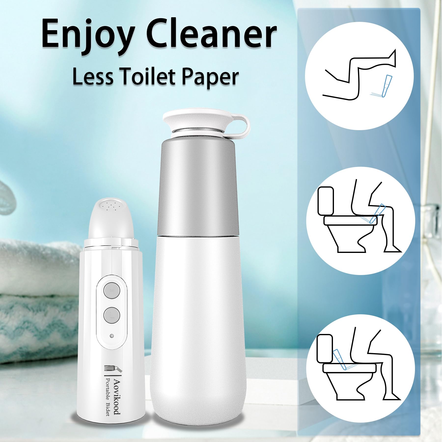 Portable Bidet for Traval, Electric Rechargeable Handheld Travel Bidet, Portable Hygiene Sprayer for Men, Women, and Postpartum Care, Travel Essentials