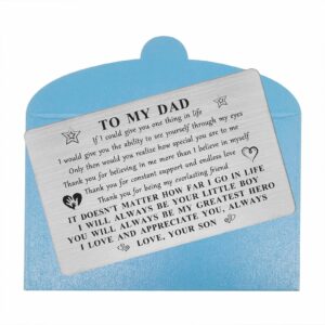 Yobent Dad Gifts from Son, Unique Daddy Birthday Card from Son, Long Distance Father Gift Ideas, I Love You Hero Dad Christmas Wallet Card for Man, Dad Who Has Everything Bday Present