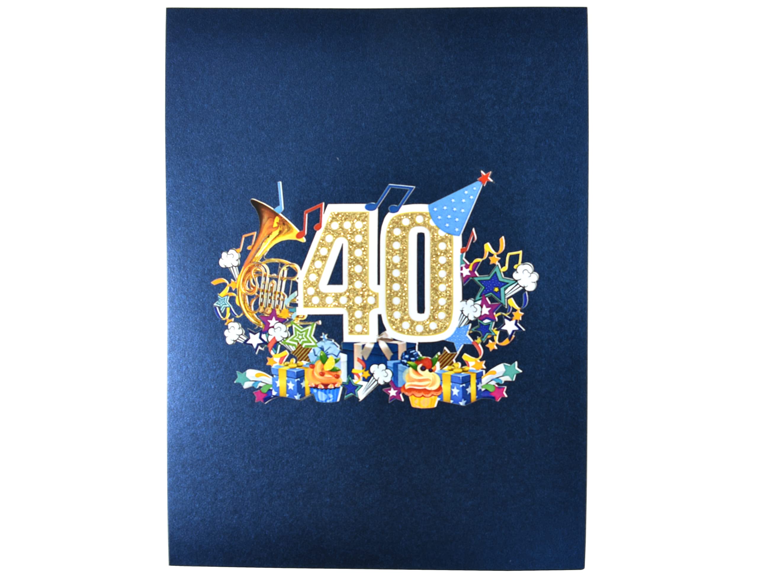 Teabug Cards Happy Birthday Pop Up 3D Greeting Card with Numbers (40th Blue)