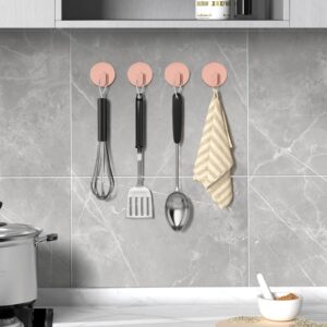 EAGMAK Towel Hooks for Bathroom, 4 Pack Adhesive Hooks, SUS305 Stainless Steel Shower Hooks, Round Wall Hook Holder for Hanging Robe, Loofah, Coat, Clothes, Hat, Key in Washroom Kitchen Hotel