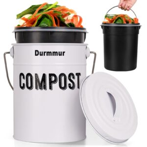 durmmur compost bin kitchen counter, indoor compost bin, includes inner bucket with sealed ring compost pail, countertop compost bin with lid, compost bucket compost container, 1.0 gallon