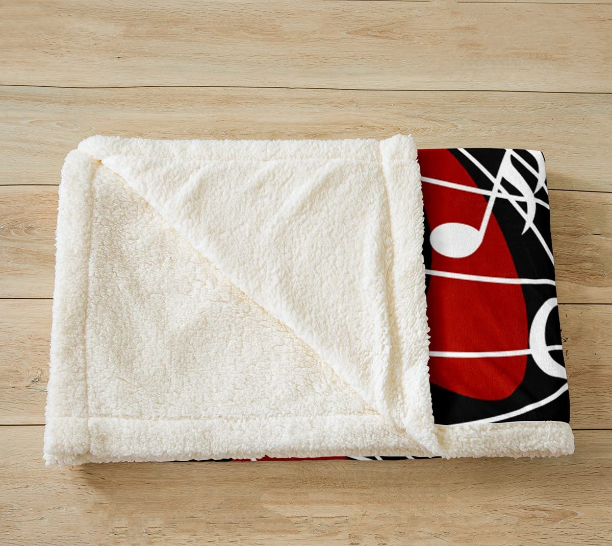 Musical Notes Throw Blanket,Red Black and White Blankets for Kids Boys Girls Women Room Decor Abstract Music Theme Fleece Blanket Men Modern Soft Sherpa Blanket,Top 2 Panel,40"×50"