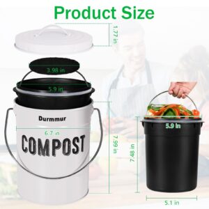 Durmmur Compost Bin Kitchen Counter, Indoor Compost Bin, Includes Inner Bucket with Sealed Ring Compost Pail, Countertop Compost Bin with Lid, Compost Bucket Compost Container, 1.0 Gallon