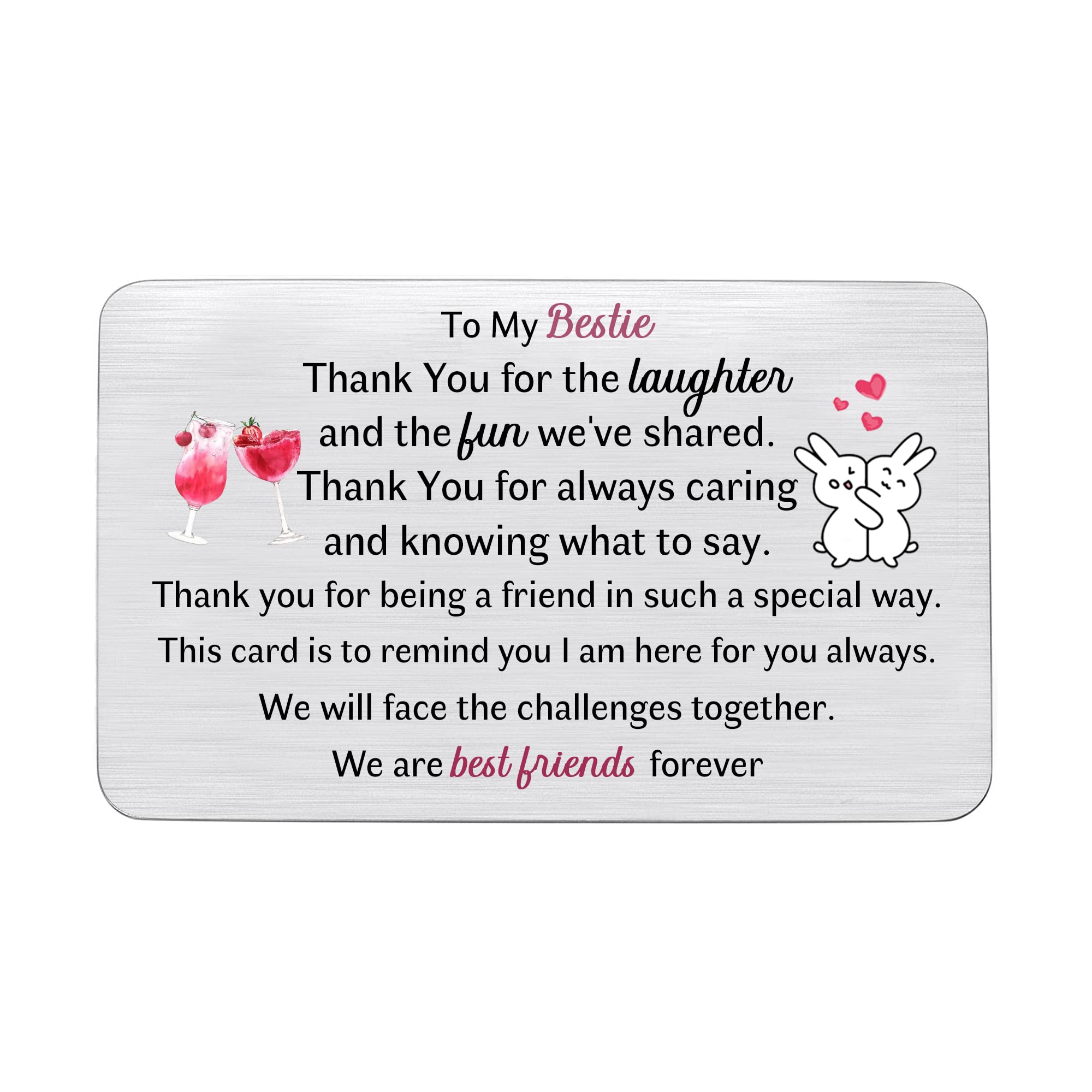 Bestie Birthday Greeting Cards Engraved Women Wallet Insert Card Graduation Gift Inspirational Best Friend Friendship Appreciate Personalised Christmas Go to University Farewell New Year Keepsake