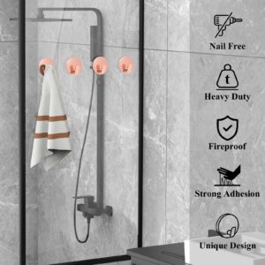 EAGMAK Towel Hooks for Bathroom, 4 Pack Adhesive Hooks, SUS305 Stainless Steel Shower Hooks, Round Wall Hook Holder for Hanging Robe, Loofah, Coat, Clothes, Hat, Key in Washroom Kitchen Hotel